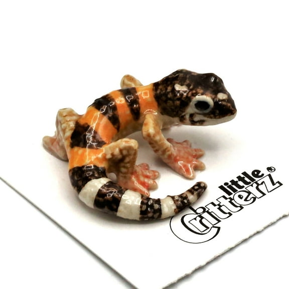 Little Critterz Leopard Gecko "Gladiator" Reptile - Hand-painted Home Decor Reptile Decorative Figurine - Miniature Porcelain Figurine