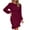 Wine, variant on MIUOWANP Fall Dresses for Women 2024 Plus Size Women Fashion Sexy Long Sleeve V-Neck Slim- Bag Hip Plus Size Dress Beige L