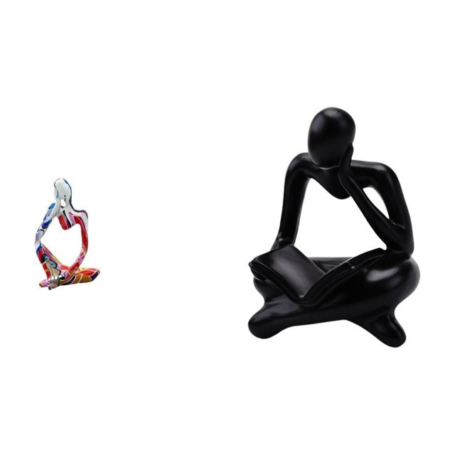 Figura Decorativa Abstracta De Resina Con La Figura Del Pensador. Ideal Para Escritorio, Dormitorio, Oficina, Tienda, Mesa, Sala De Estar O Estantería. Pieza De Colección.