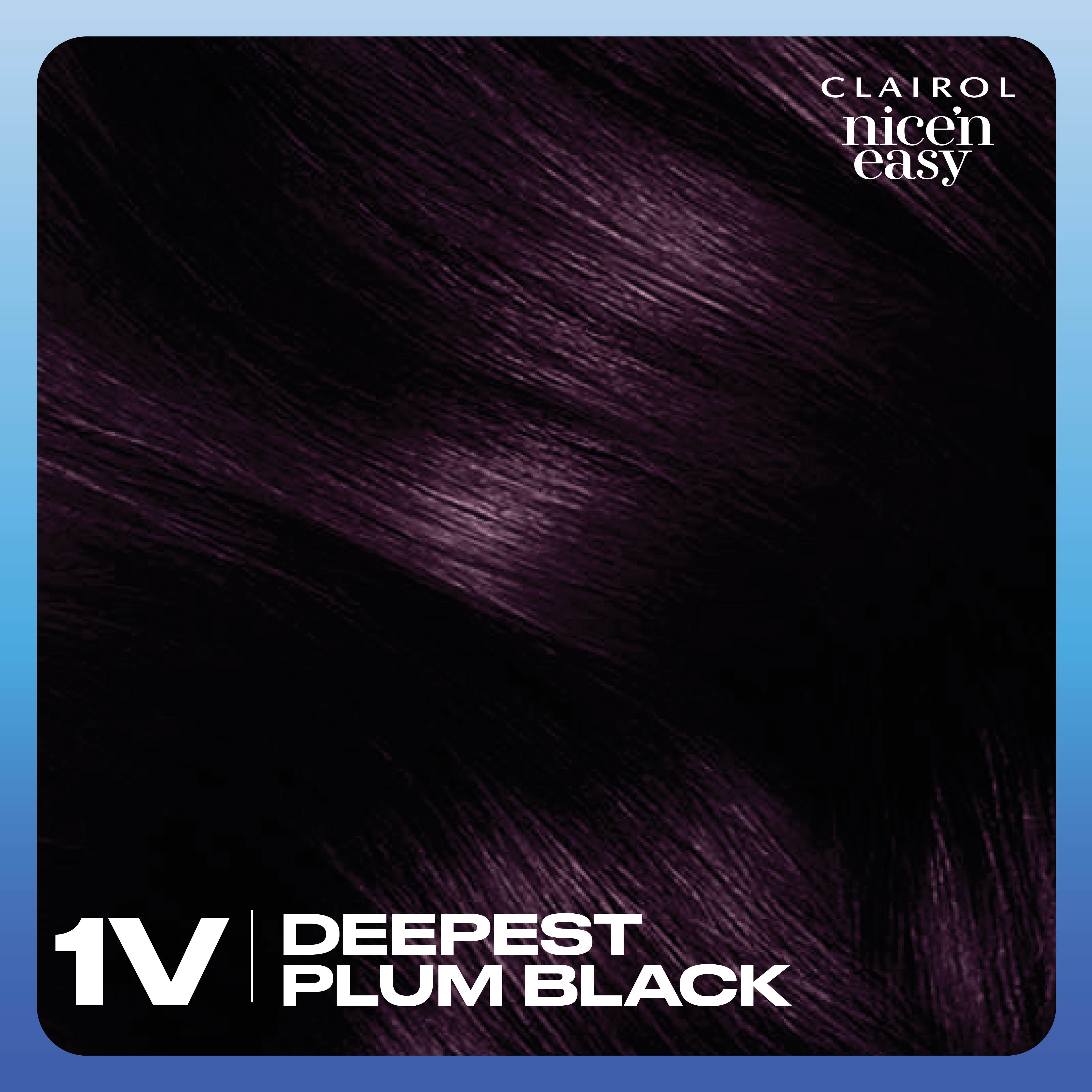 Clairol Nice'n Easy Permanent Hair Color Cream, 1V Deepest Plum Black, Hair Dye, 1 Application