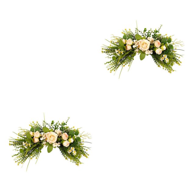 Bewildely Decoración artificial del hogar de las rosas de seda del botín para el estilo 1 del dintel de la puerta 2piezas estilo 2