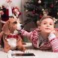 thumbnail image 4 of Paquete de 2 collares navideños para perros, collares clásicos para perros a cuadros de búfalo con pajarita extraíble, ajustable, 4 of 5