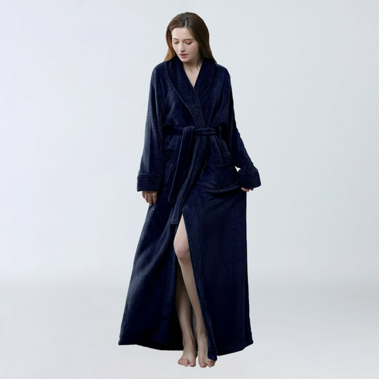 JDEFEG Ladies House Coats and Or Robes Womens Robe Soft Plush Bathrobe Fluffy Cute Long Coat Nightgown Nightdress Lightweight Womens Robes Calf Length