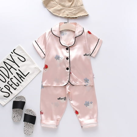 

Navidad Toddler Pajamas Pink Home Clothes Short Sleeves Cartoon Korean Version Friend Gifts for Women 80