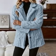 thumbnail image 4 of Enjoytime Fall Winter Fleece Jacket Women Notch Lapel Button Down Long Sleeve Coat Casual Warm Fuzzy Outerwear with Pocket, 4 of 7