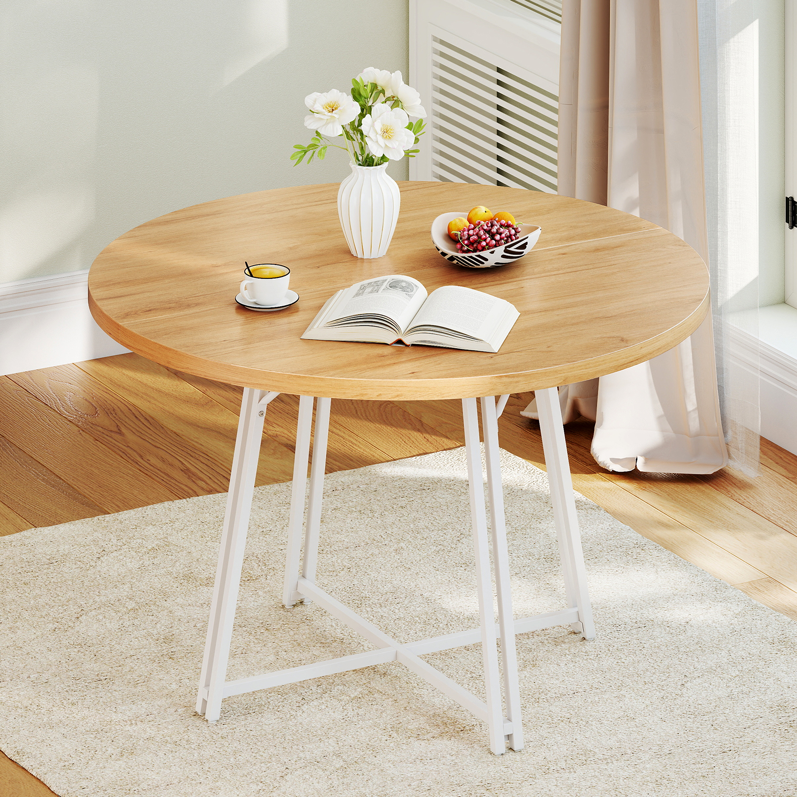 Gymax 47 Inch Dining Table w/8 Metal Supporting Legs & Cross Base for Dining Room