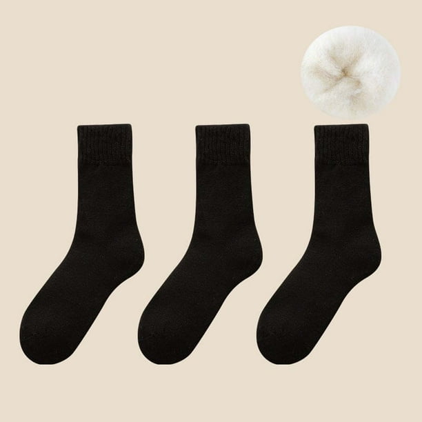 3 pares de calcetines térmicos de invierno para niños, calcetines de lana gruesos y cálidos para mujer, calcetines térmicos de longitud media.