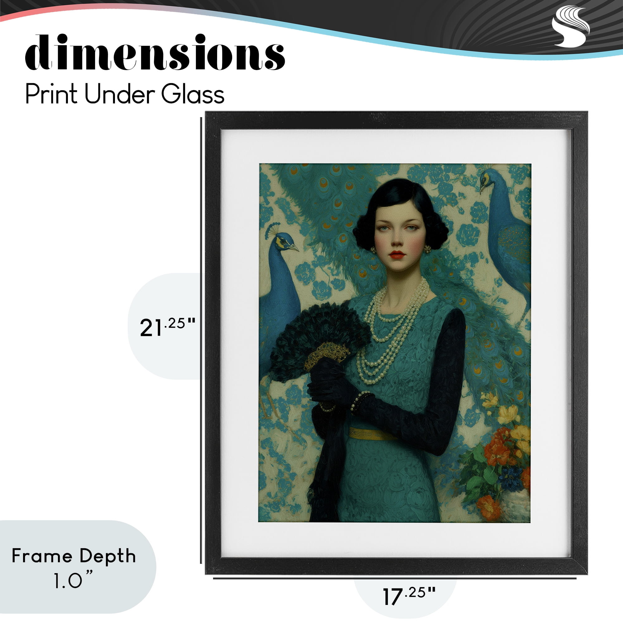 Stupell Industries Vintage Peacock Poise Black Framed Print Under Glass, design by A Barefoot Stylist