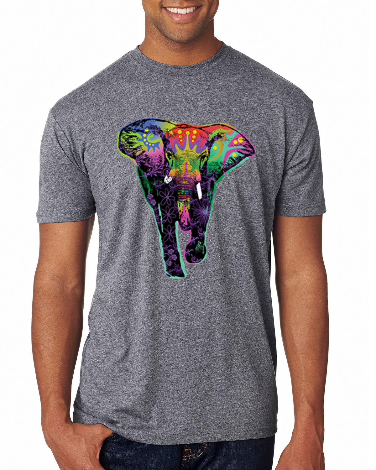 Colorful Rainbow Floral Elephant Animal 