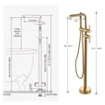 thumbnail image 4 of Wowow 2-Handle Freestanding Tub Faucet with Handshower and Longer Spout in Gold, 4 of 5