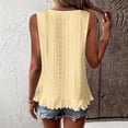 thumbnail image 4 of Womens Ruffle Tank Tops V Neck Sleeveless Shirts Solid Color Curved Cross Hem Vest, L, 4 of 4