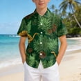 thumbnail image 4 of NOEGOEU Boys Button Down Hawaiian Shirt Short Sleeve Beach Shirt Kids Graphic Tees Tops 5-14 Years (Dark Green,10-11 Years), 4 of 6