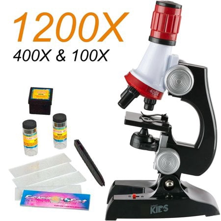 Magicfly 100X, 400x, and 1200x Magnification Science LED Microscope kit for Kids,Beginner Microscope kit,Educational