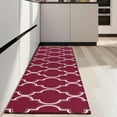 thumbnail image 4 of Burgundy Geometric Quatrefoil Pattern Kitchen Rug Mat,Kitchen Runner Rugs Non Skid Washable,Decorative Kitchen Floor Mats for Kitchen,Sink,Laundry,17"X47", 4 of 5