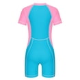 thumbnail image 2 of YUUMIN Unisex Boys Girls One Piece Boyleg Swimsuits Short Sleeve Bathing Suits Swimwear Pink Blue 11-12, 2 of 5