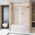thumbnail image 2 of 60 in. W x 60 in. H Frameless Sliding Bathtub Shower Door with 1/4 "(6 mm) Clear Tempered Glass, Brushed Gold, 2 of 8
