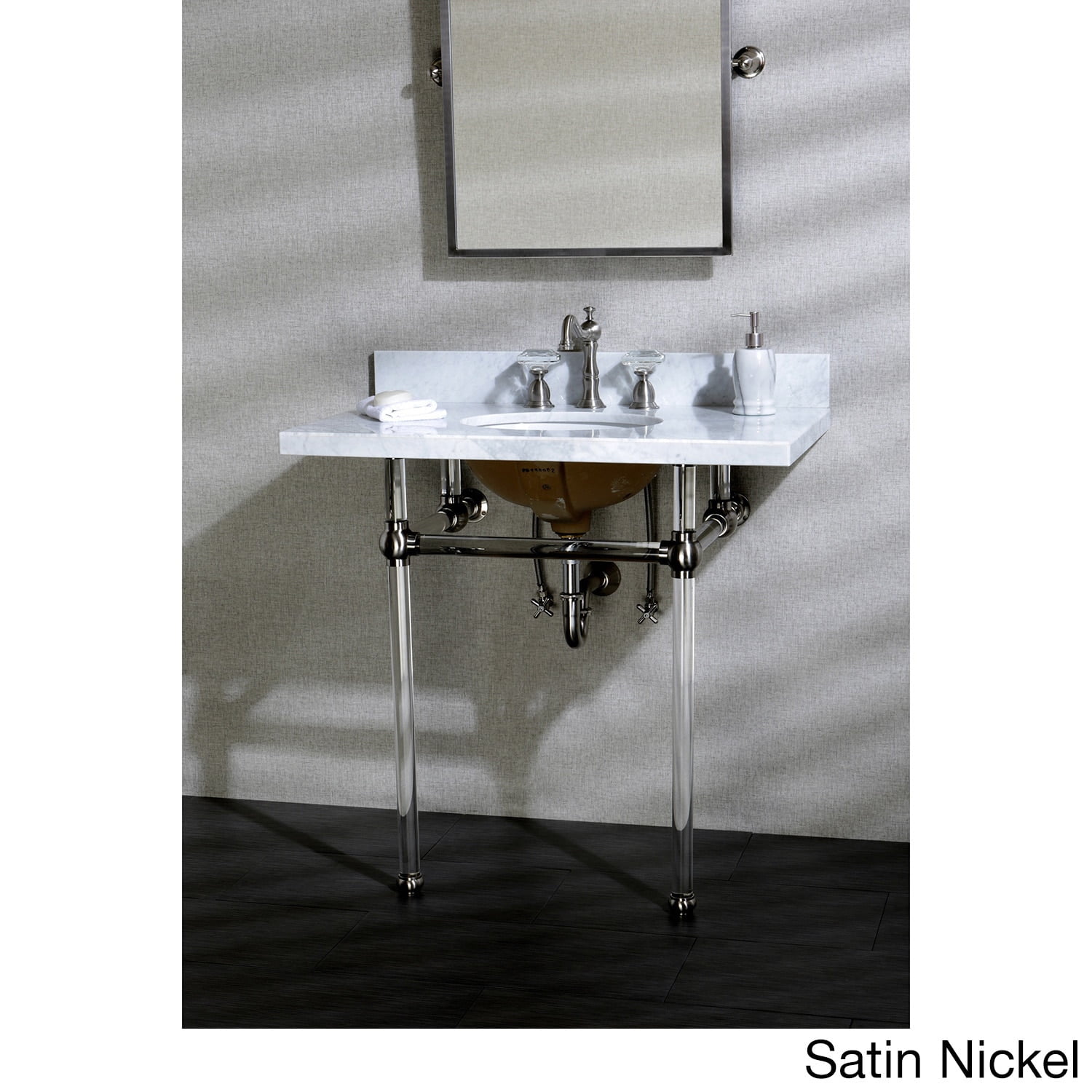 Kingston Brass Vintage Carrara Marble 36inch Console Sink and Acrylic