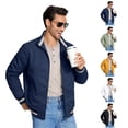 thumbnail image 2 of Yungyresw Contrast Trim Jacket Lightweight Varsity Jacket Ribbed Cuffs Men's Fashion Jacket for Street Fashion Autumn Wear, 2 of 6