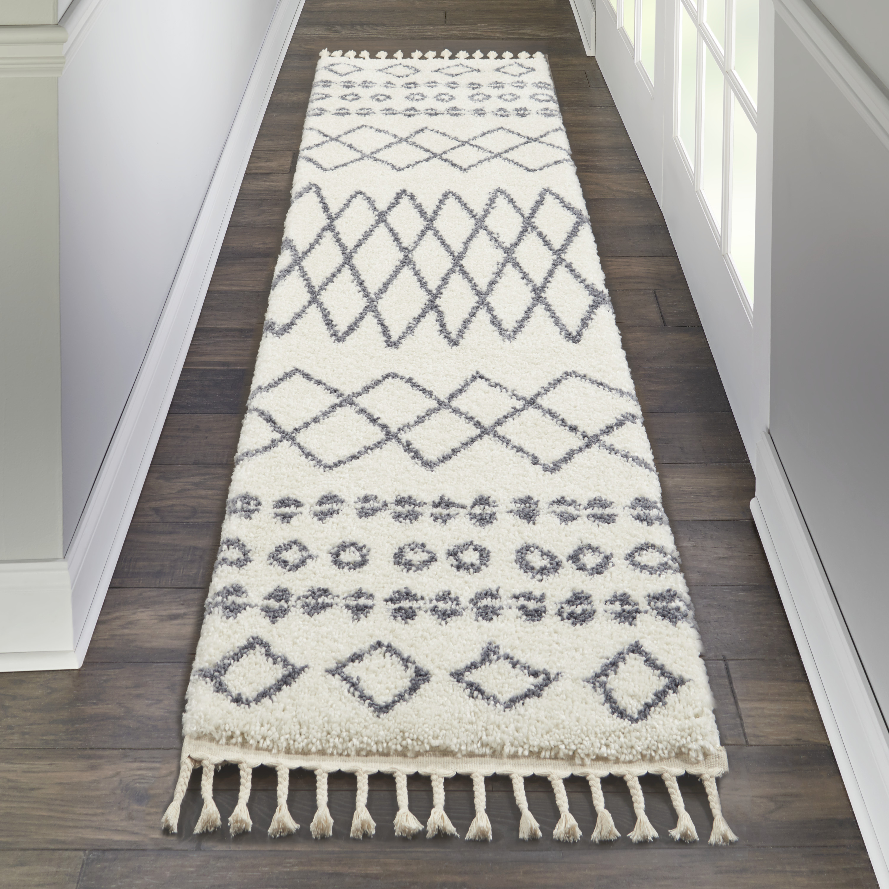 Nourison Moroccan Shag Tribal White Area Rug