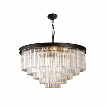 Miumaeov Modern Crystal Chandelier with 16 Lights 5-Tier H19.7" X D31.5" with Adjustable Chain Crystal Chandelier Pendant Lighting Chandelier for Entryway Living Room Dinning Room