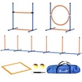 thumbnail image 1 of Orange Dog Agility Training Set – Weave Poles, Hurdle, Jump Ring & Pause Box | Portable Pet Exercise Equipment for Backyard Play, 1 of 7