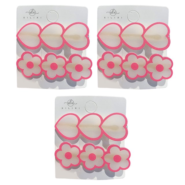 Laklulu - 6 pinzas para el pelo de color rosa para mujeres y niñas, pasadores de resina con forma de flor, accesorios para el cabello