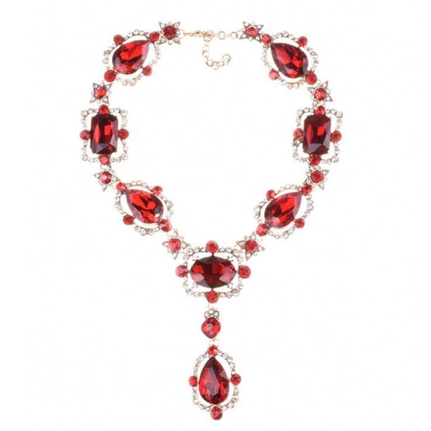Collar de aleación de cristal Sonducket para mujer con colgante adorno de joyería brillante Rojo AP014884-01