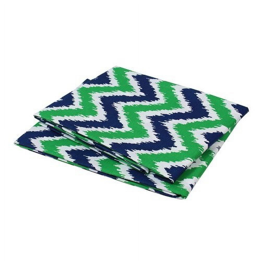 Bacati - MixNMatch Zigzag Crib/Toddler Bed Fitted Sheets 100% Cotton Percale, Navy/Red, 2-Pack