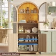 thumbnail image 4 of Conate 70" Tall Arched Kitchen Pantry Cabinet with LED Light, Fluted Storage Cabinets with Stemware Rack, Glass Doors for Dining Room & Living Room, 4 of 7