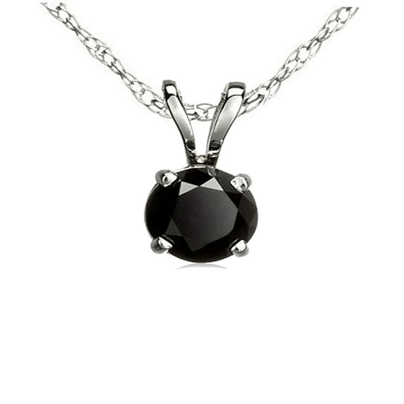 Dazzlingrock Collection 2.50 Carat (ctw) Round Cut Black Diamond Solitaire Pendant (Chain Included) 2 1/2 CT, Sterling Silver