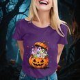 thumbnail image 4 of NOLDARES Halloween Shirts for Women Spooky Season Tshirt Cute Halloween Ghost Tee Fall Casual Short Sleeve Tops(Purple,L), 4 of 8