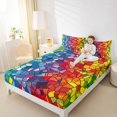 thumbnail image 2 of Manfei Cartoon Rainbow Fitted Sheet Full, Tribal Abstract Bed Set, Blue Red, 3 Pieces, 1 Fitted Sheet and 2 Pillowcases, 2 of 6