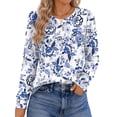 thumbnail image 2 of Fantaslook Womens Long Sleeve Shirts Fall Tunic Tops Casual Crewneck Floral Blouses, 2 of 9