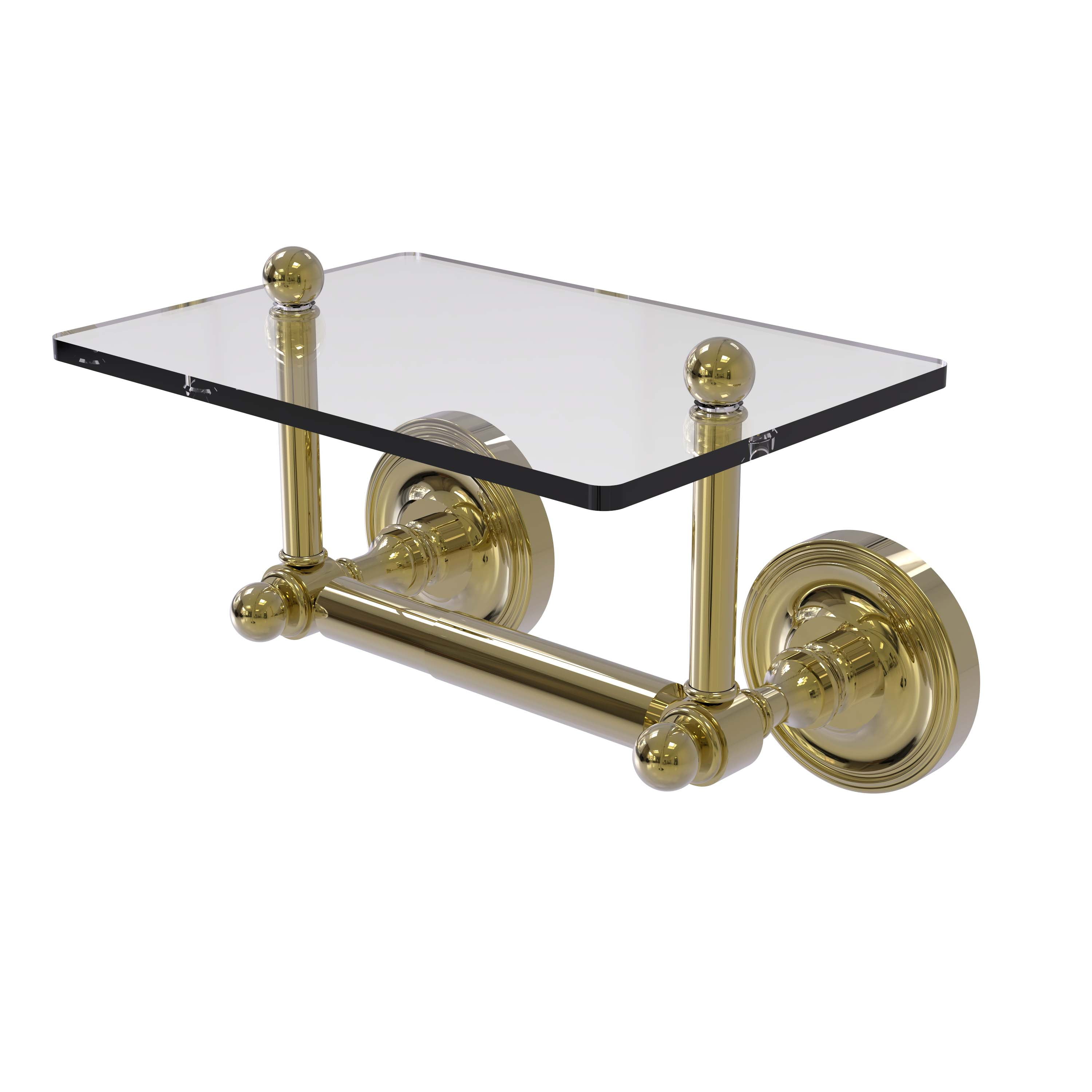 Prestige Regal Collection Two Post Toilet Tissue Holder with Glass Shelf