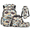 Beach Tractor Pattern, variant on Shark Pizza Kids Backpack Set 4 Pcs with Bookbag Lunch Box Tote Stationery Organizer Cup Protector Compatible with Trips Back to School