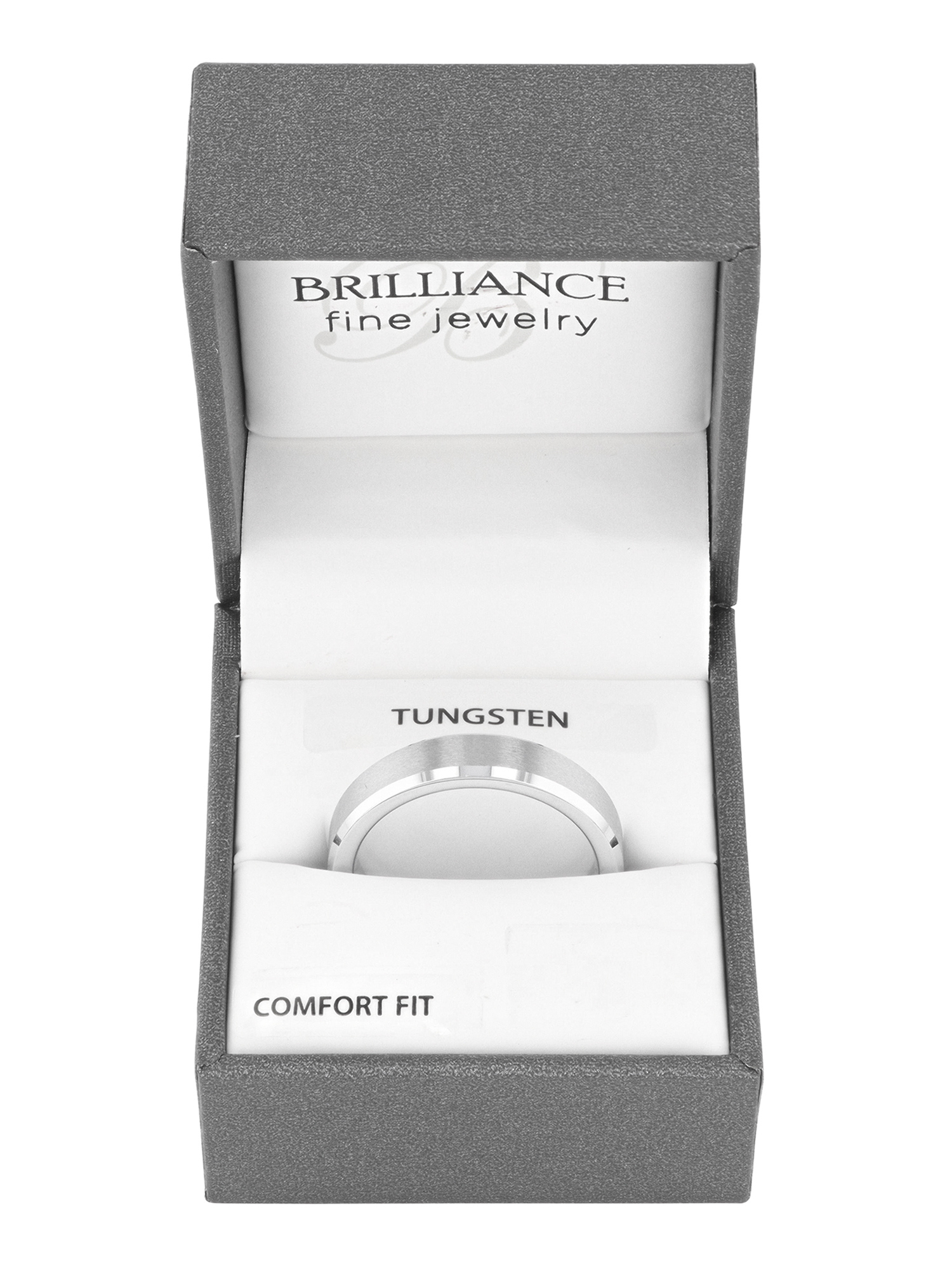 Mens Silver-Tone Tungsten 5MM Plain Beveled Comfort Fit Wedding Band - Mens Ring
