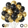thumbnail image 1 of Globos de fiesta AIOZX negros y dorados metalizados, 50 unidades, 30 cm, 1 of 7