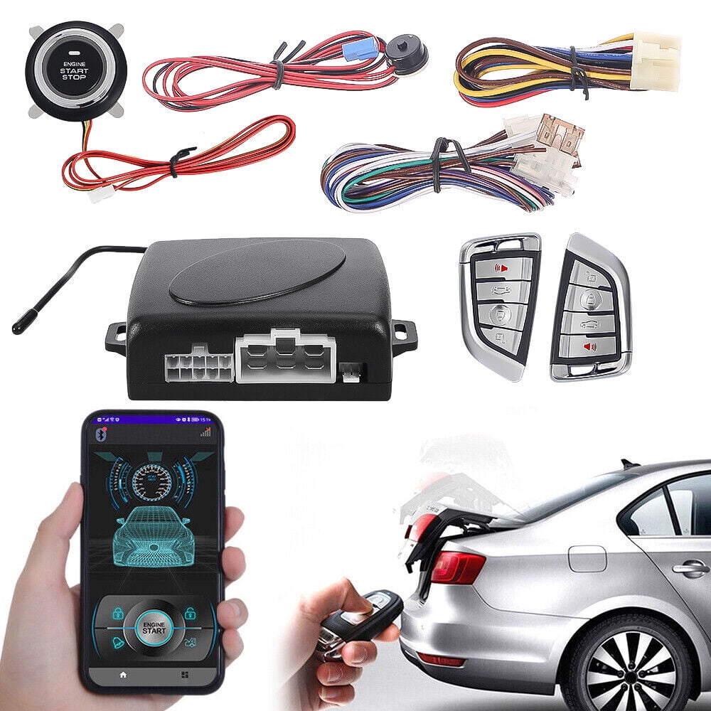 Keyless entry engine start alarm system push one button remote starter