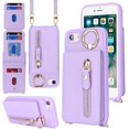 thumbnail image 2 of iPhone 7 8 SE (2020) Case with Card Holder for Women, iPhone 7 8 SE (2020) Phone Case Wallet with Strap Credit Card Slots Crossbody with Kickstand Zipper Case - Purple, 2 of 14
