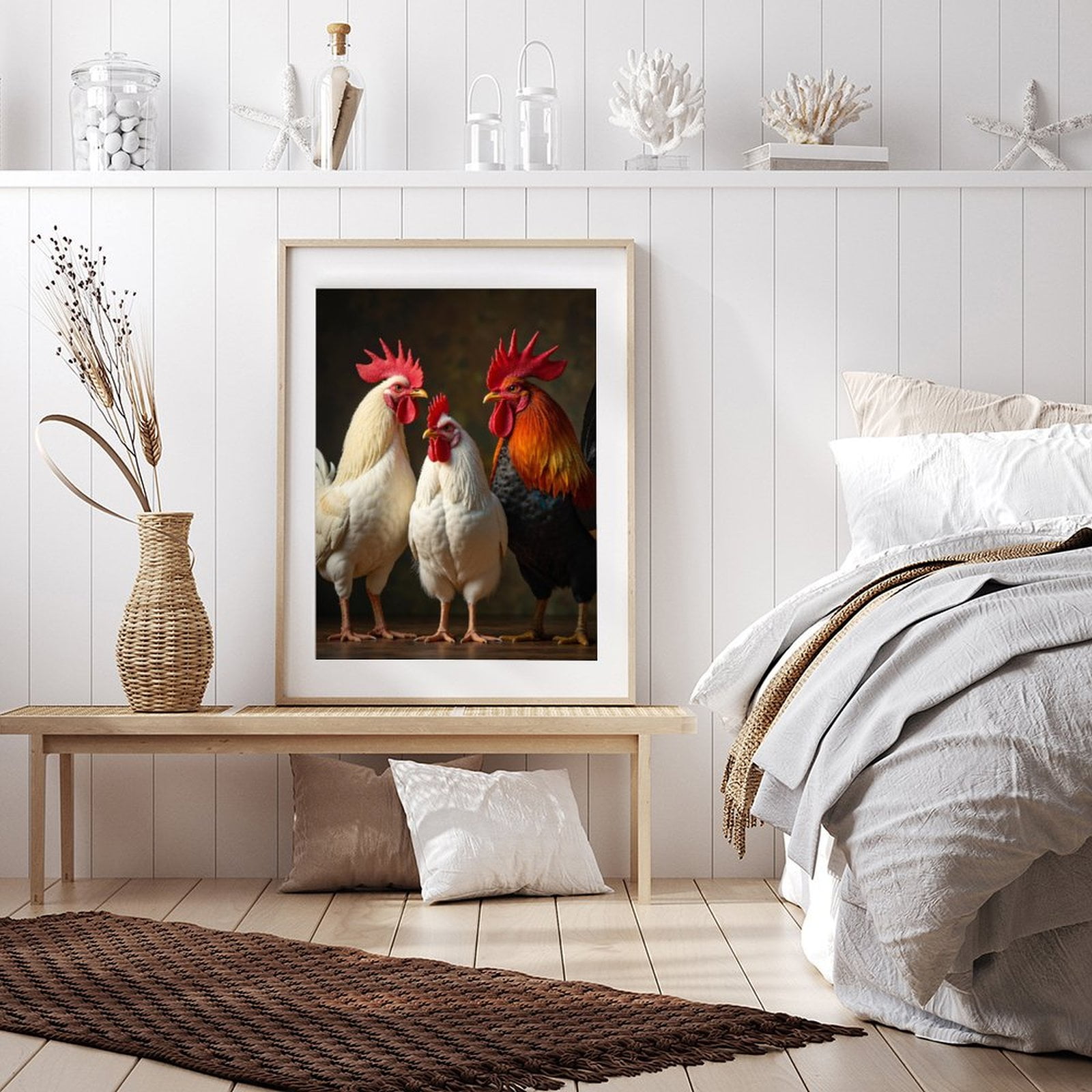 Diamond Art Kits for Adults - 5d Roosters Trio Red Feathers Diamond Painting for Adults, Diamond Art for Adults Beginners, Diamond Painting Kits for Adults for Home Wall Decor