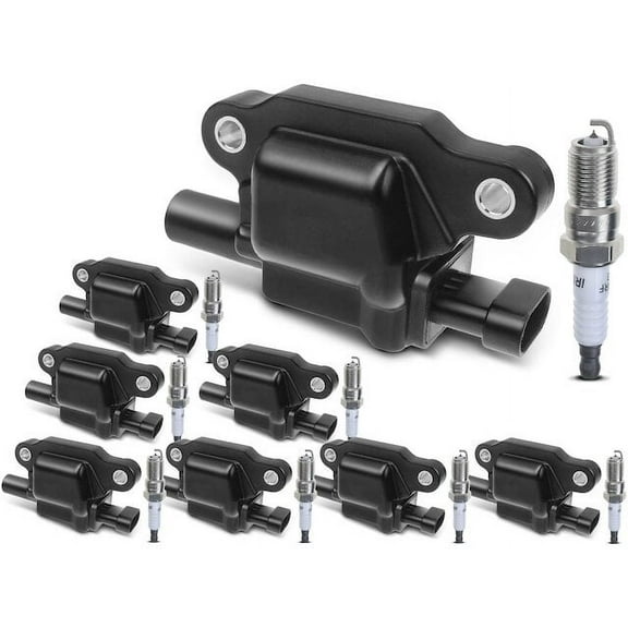 Ignition Coil Set with Spark Plugs 8 - Compatible with 2007 - 2016 Cadillac Escalade 2008 2009 2010 2011 2012 2013 2014 2015