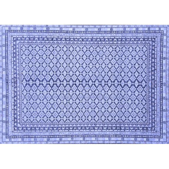 Ahgly Company Machine Washable Indoor Rectangle Abstract Blue Modern Area Rugs, 8' x 12'