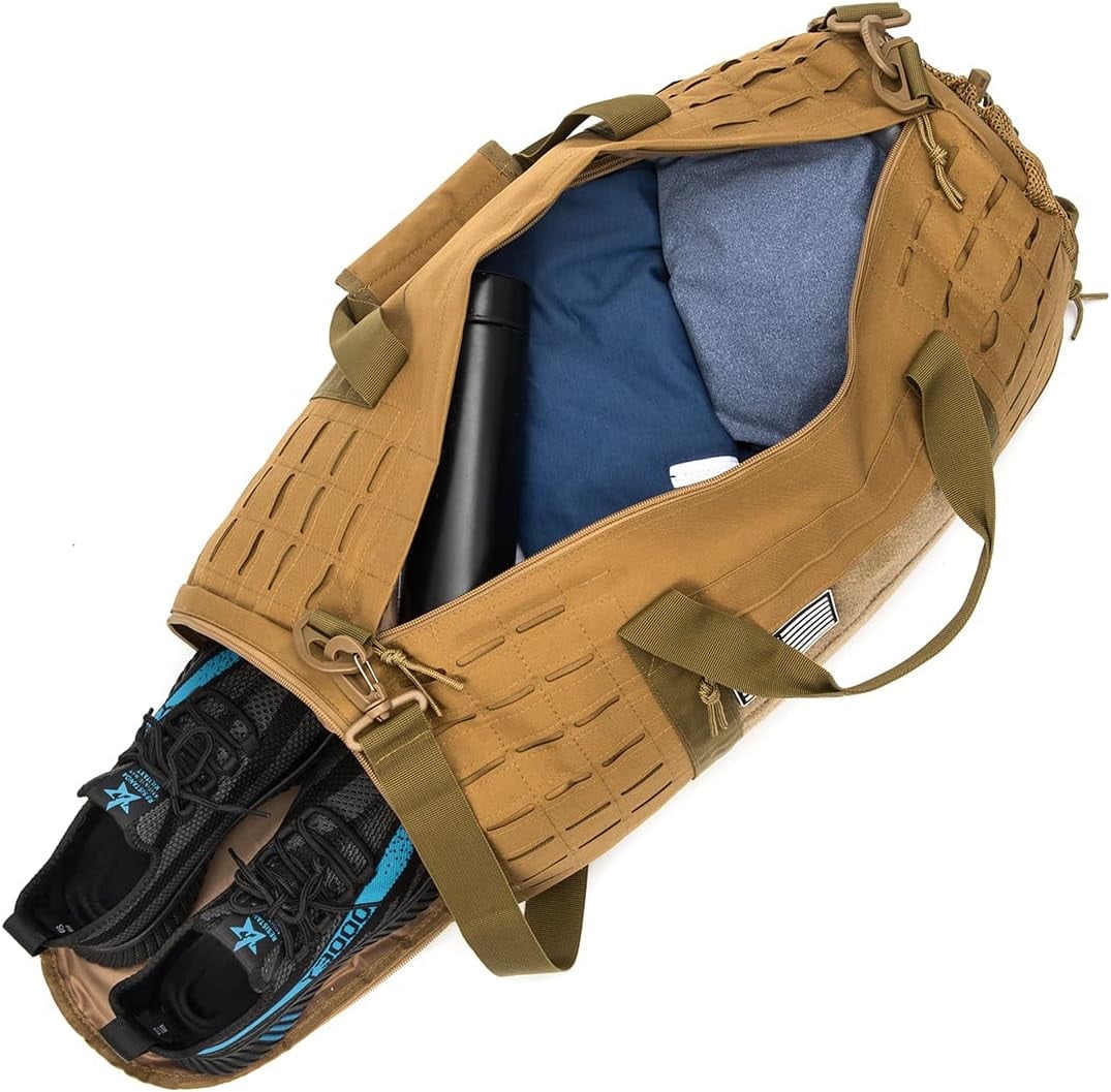 WarmH 40L Military Tactical Duffle Bag For Men Sport Gym Fitness Tote Travel Training Workout With Shoe Compartment Basketball Football Weekender