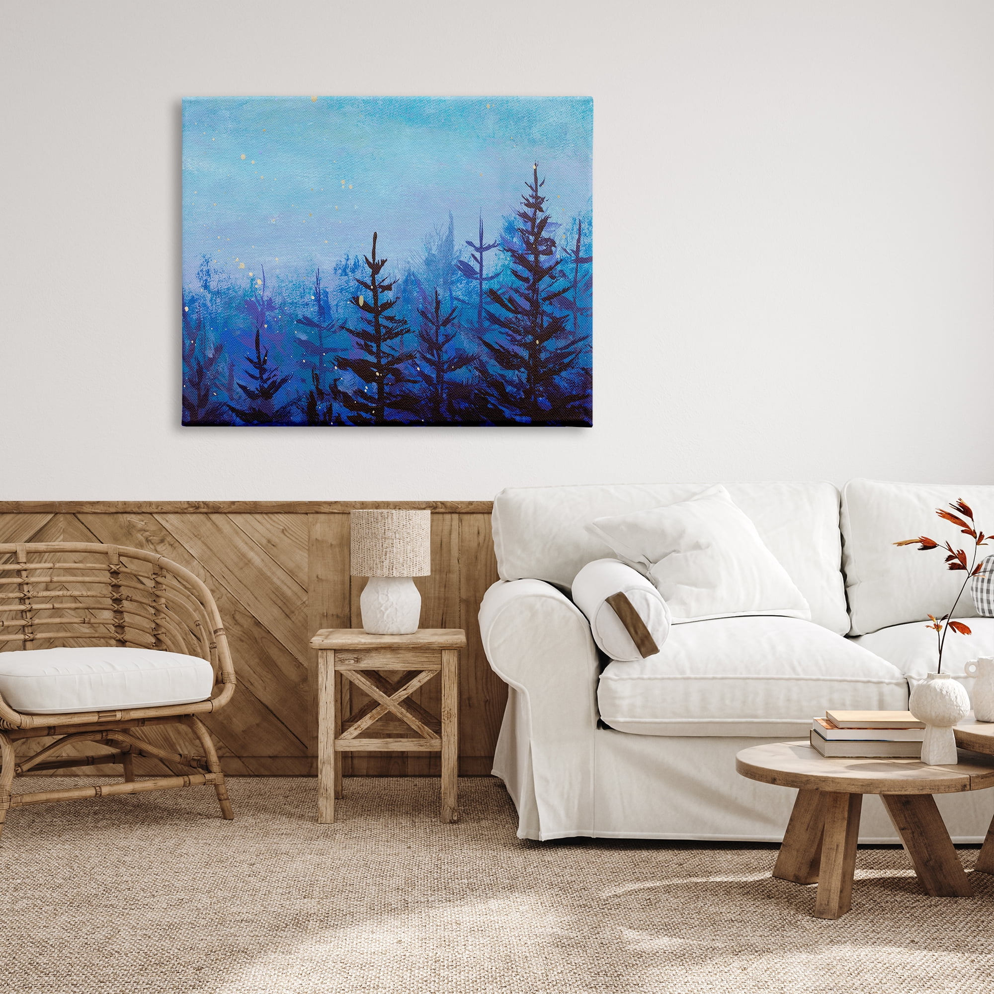 Stupell Industries Foggy Magical Forest Nature Painting Gallery Wrapped Canvas Print Wall Art, 48 x 36