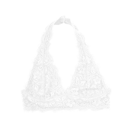 Audhol Lace Bralette Women s Lace Neck Bra Elegant Lace Pattern Soft and Skin Friendly Comfortable To The Body Bralettes for Women Lace White L
