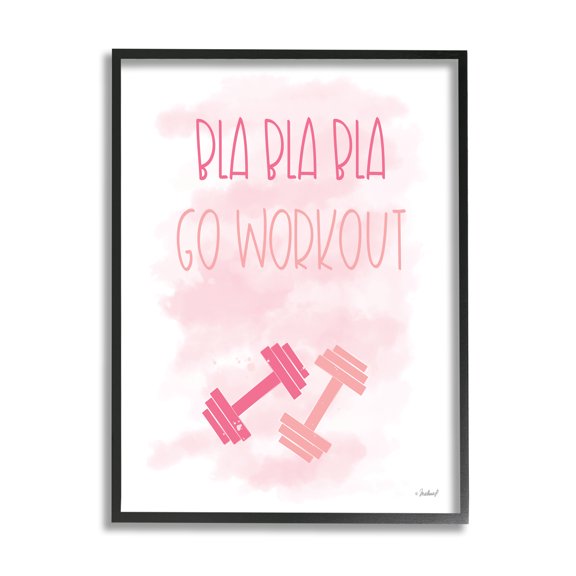 Stupell Industries Go Workout Girl Gym Weights Pink Misty Background,16 x 20, Design by Martina Pavlova