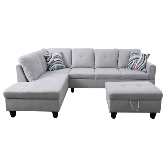 MAYEERTY Grey Modern 3-Piece Couch Neutral Clean Versatile Living Room Decor