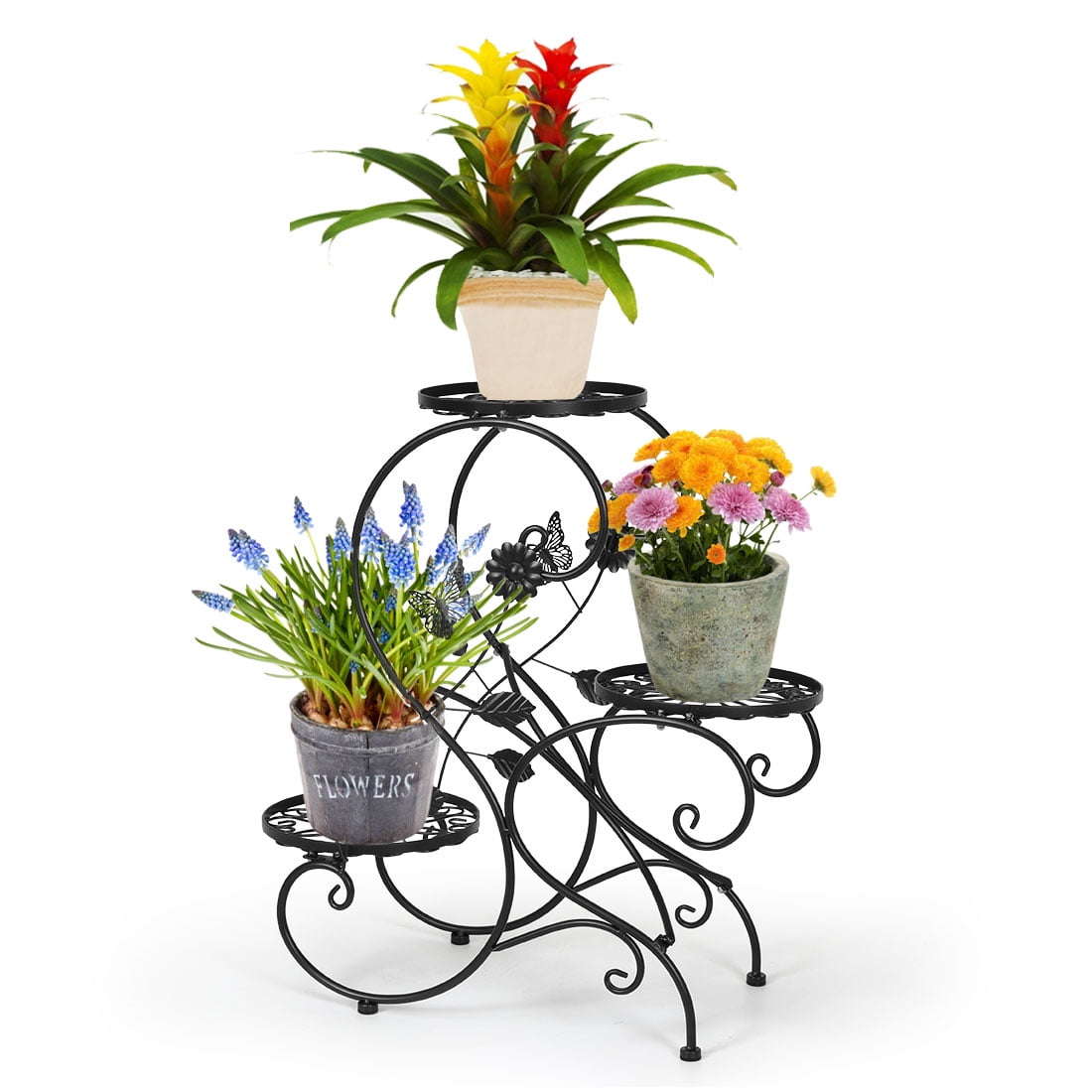 3 TIER Metal Bicycle Pot Plant Stand Home Garden Study Patio Decor Beauty 