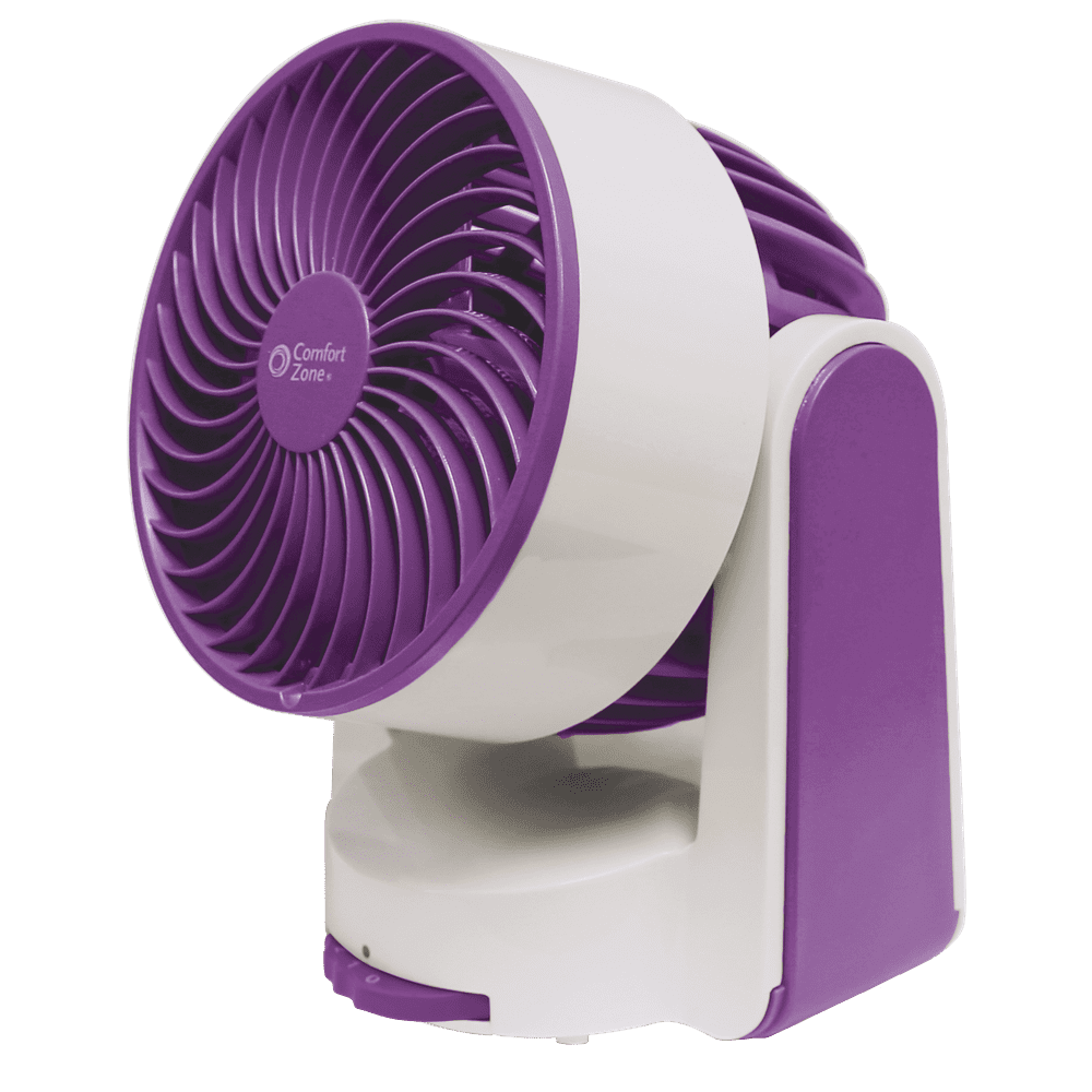 Comfort Zone 5'' Turbo Desk Fan, Purple Peony