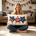 thumbnail image 5 of Qjidjing Patriotic Pillowcase, Backrest Cover, Fabric Decorated with Five Pointed Star and Flag Letter Printed, for Sofa Backrest Decor, Bedroom, Independence Day Home Holiday Ornament, 5 of 6